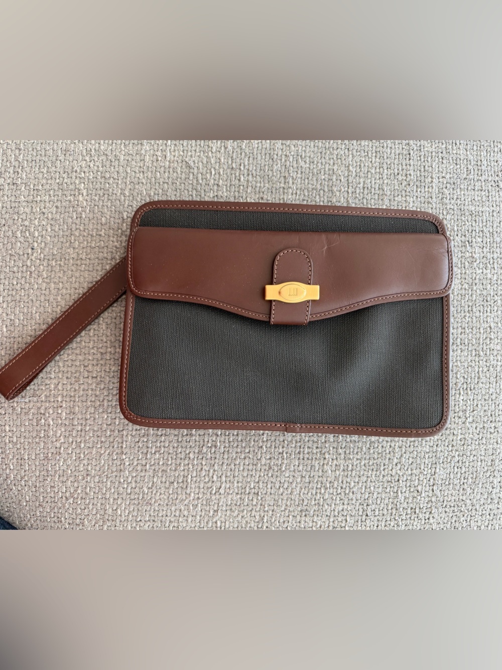 Dunhill Vintage Leather Portfolio Clutch Bag  Calf Leather Wristlet Italy